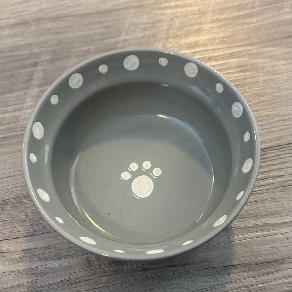 Gray Ceramic Small Pet Bowl